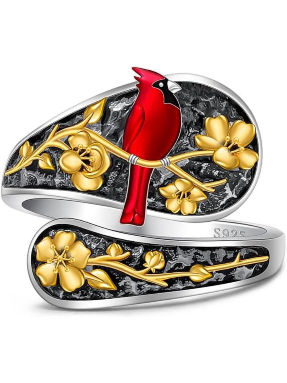 Sterling Silver Cardinal Spoon Ring for Women - Memorial Bird Jewelry, Size 7